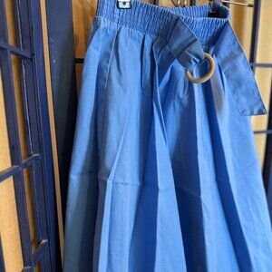 Vintage Girls Blue Full Skirt Ring Belt Detail